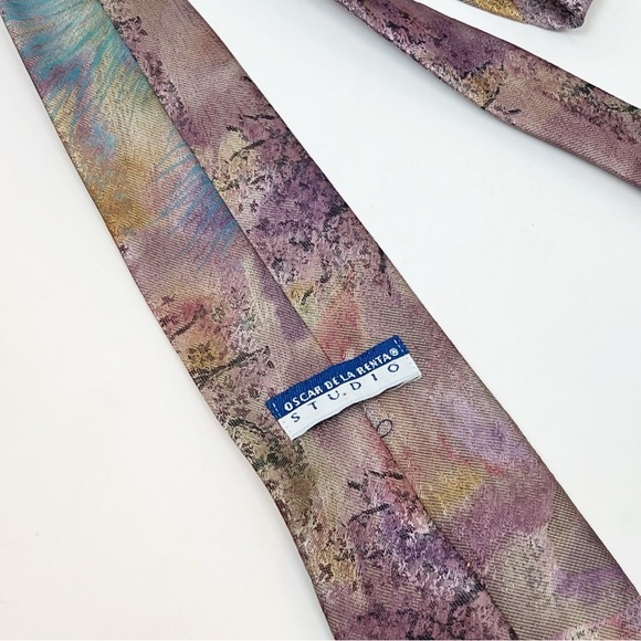 Vintage Oscar de la Renta Studio Men’s Watercolor Necktie Tie Pastel Abstract - Picture 3 of 11